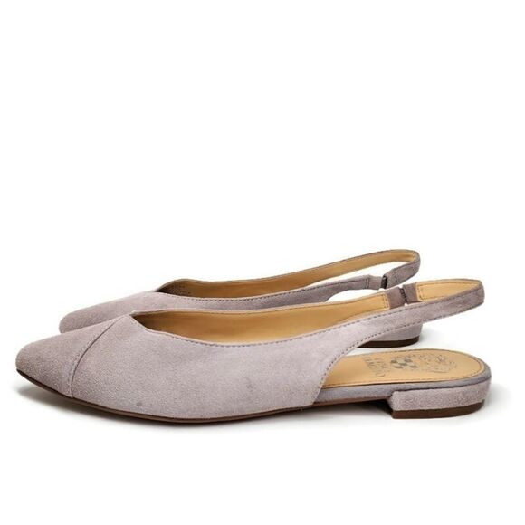 Vince Camuto Jasenia Light Grey Suede Closed Point-Toe Sling-Back Mule Flats - Picture 4 of 11